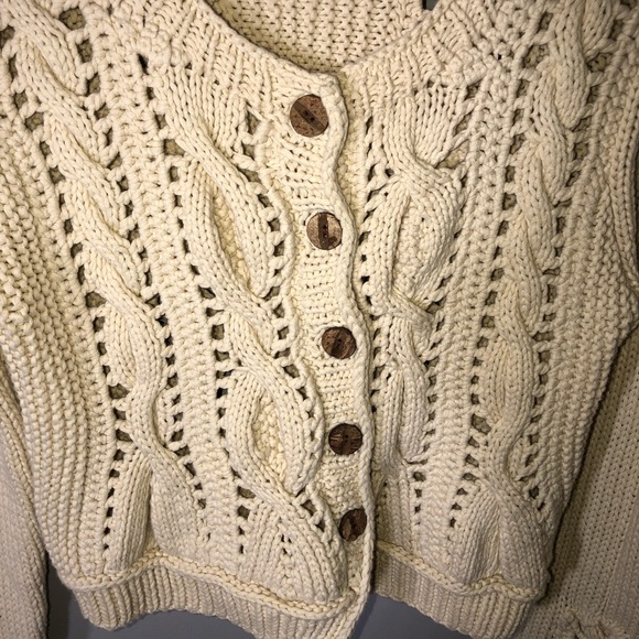 Anthropologie Wavy Cables Knit Sweater Cardigan L - Picture 6 of 8